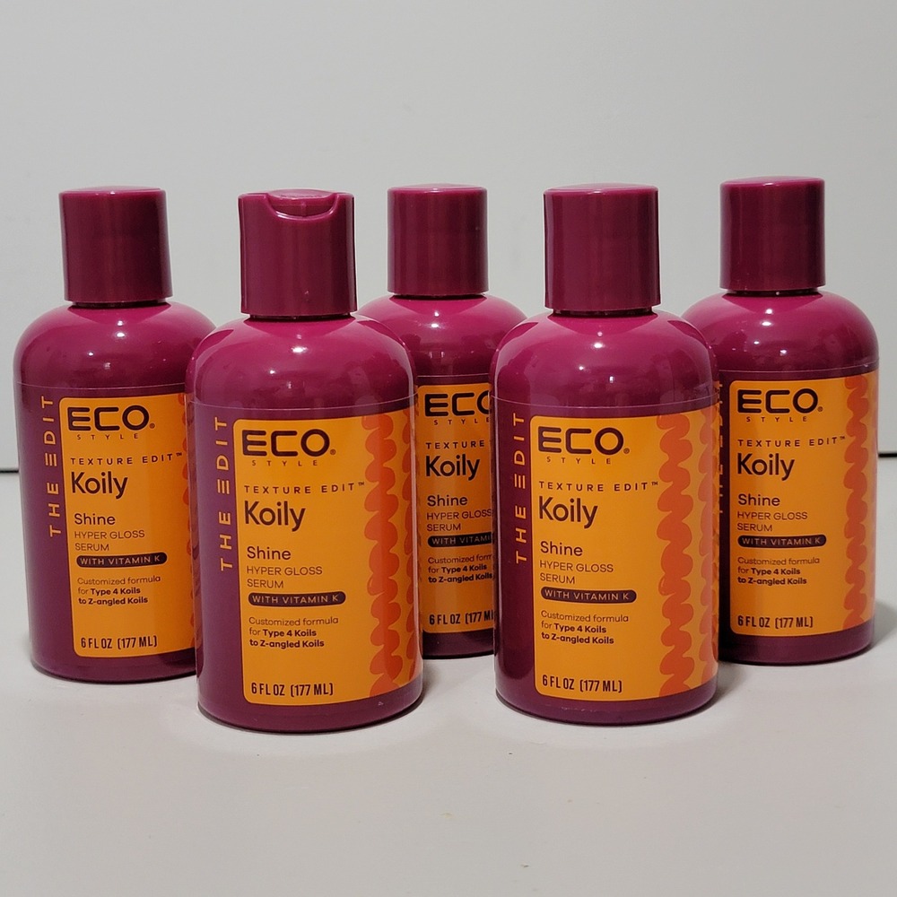 Eco Style Koily Shine Hyper Gloss Serum Vitamin K Type 4 Hair 6oz 5 Pack Lot